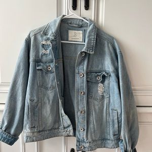 Blue denim distressed jacket